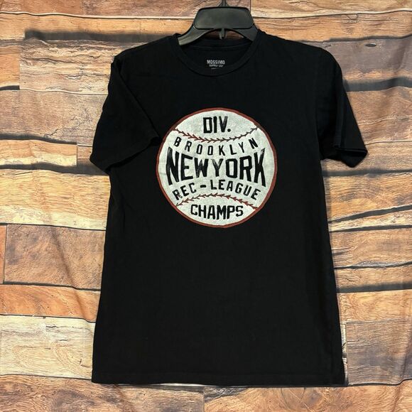 Mossimo Men's S Black Brooklyn NY Rec League Champs Baseball Graphic T-Shirt Tee - Picture 1 of 7